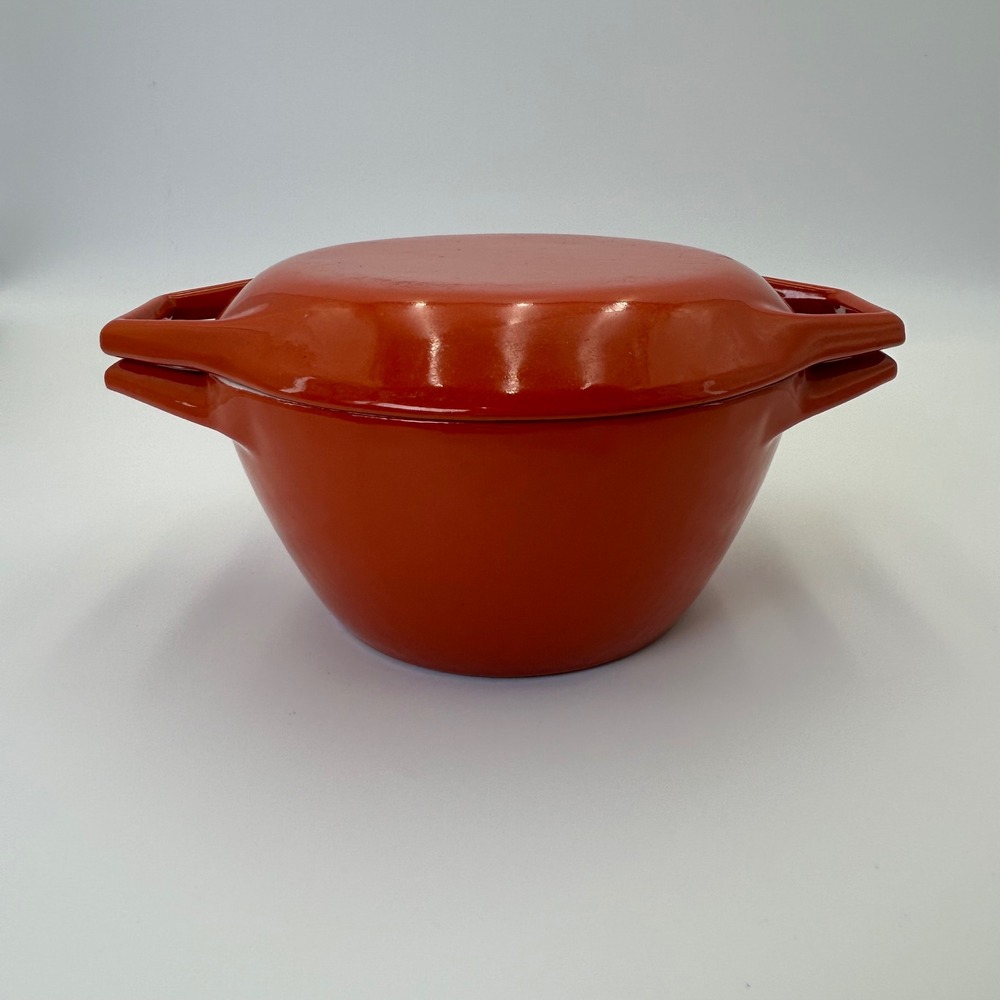 Vintage Copco Denmark Orange Enameled Cast Iron Dutch Oven Michael Lax D1 or D2